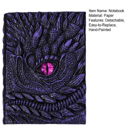Dragon Eye 3D Embossed Journal Refillable Travel Notepad Vintage Blank Pages Notebook for Sketching Calligraphy