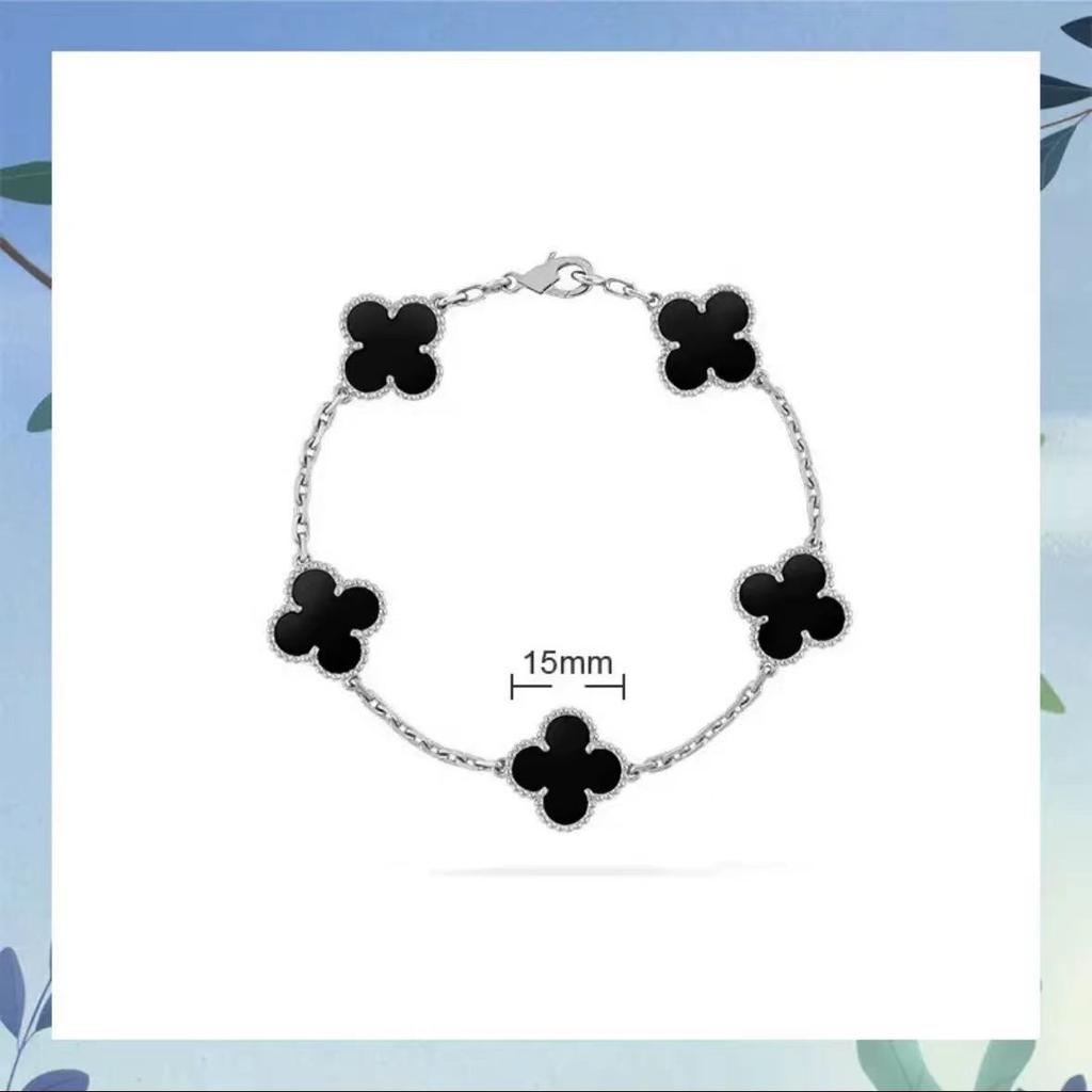 Høy Versjon Firkløver Femblomst Armbånd Dame 18k Lykkeblomst Hvit Perlemor Armbånd