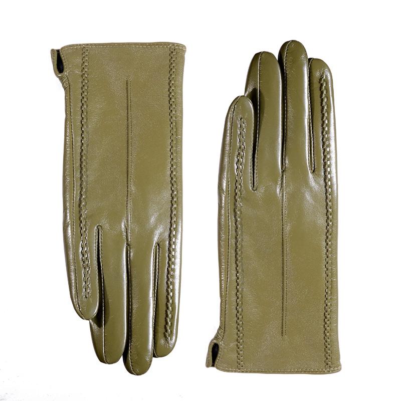 Women's Ladies Elegant Real Leather Wool Lining Winter Goat Skin Classical Touch Screen Casual Riding Warm Short Gloves