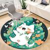 1pc Floral Cat Office Round Area Rug, Indoor Mat Suitable For Office, Under Office Chairs Bedroom Living Room Home Decor177