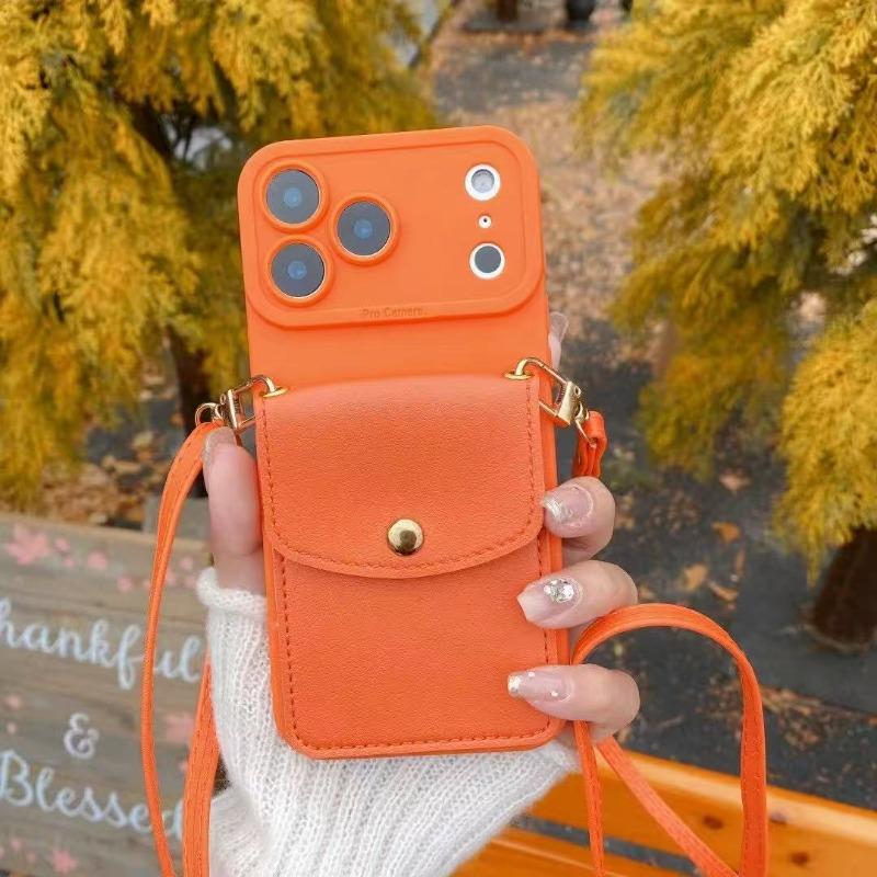 Luxus Geldbörse Leder Crossbody Halsband Lanyard Handyhülle für iPhone 17 Pro 16 14 11 13 15 Pro Max Plus Air Kartenhalter Abdeckung