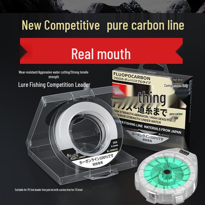 Wettkampffähige Carbon-Angelschnur - 100m Abriebfest für Floß und 50m Vorfach für Schwarzbarsch