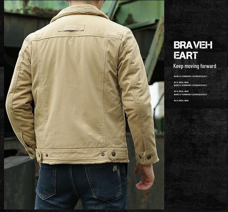 Męska bawełniana kurtka polarowa w rozmiarze europejskim, pogrubiony płaszcz zimowy o luźnym kroju (3166)