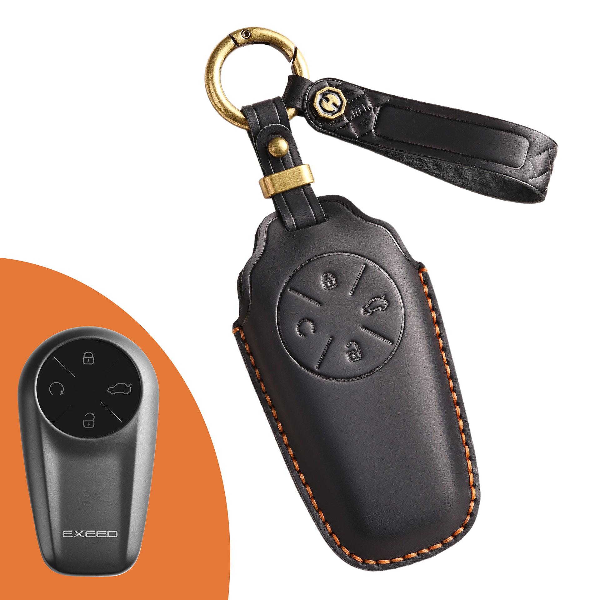 

Чехол для ключей из натуральной коровьей кожи для Chery Sterra ET, брелок чёрный