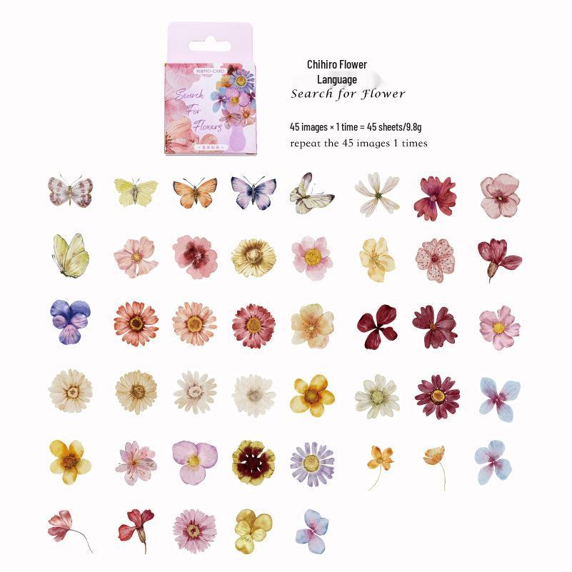 Momo Ink Cartridge Sticker - Floral Language Series: Retro Ins Style Journal Sealing Stickers for DIY Projects