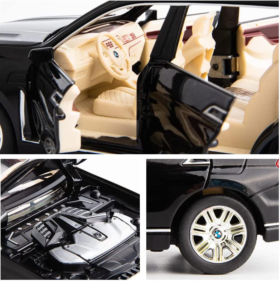 1/24 BMW X7 Model Car, Zinc Alloy Die-cast Toy Vehicles, Pull Back Toy Car with Sound and Light for Kids Gift and Boys Collectible
