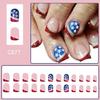 Unghia Finta Quadrata French Tip Unghia a Pressione Copertura Totale Unghia Finta Giorno dell'Indipendenza Unghia da Incollare Unghia Finta Patriottica
