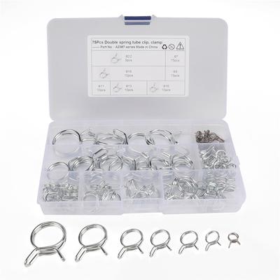 75pcs 7-22 Double Wire Fuel Line Hose Tube Spring Clamps Kit For Car Motorcycle RV
