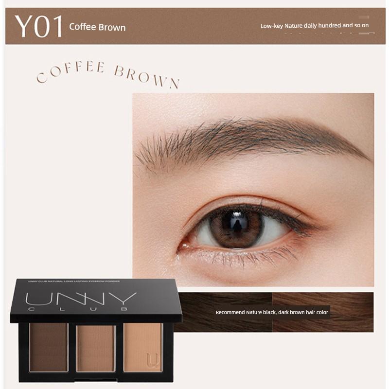 Unny Brow Powder Kit Three Colors Waterproof Sweatproof Fadeless Wild Eyebrow Female Eyebrow Cream Brown Eyebrow Pencil Distinct Look