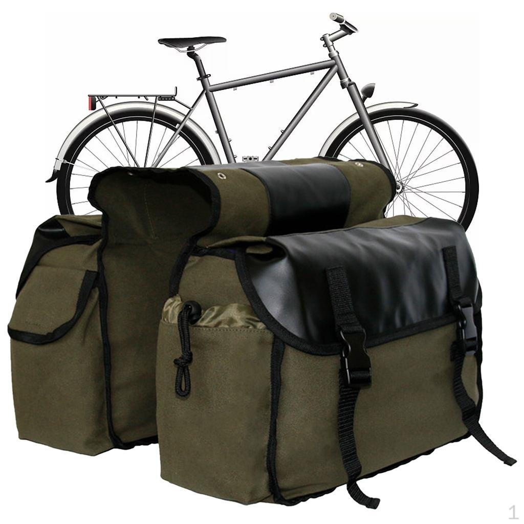

Bike Double Pannier Bags Large Compartments Pack Rear Portable Carrier Bag Motorcycles Cycling Armygreen_37x44x15cm