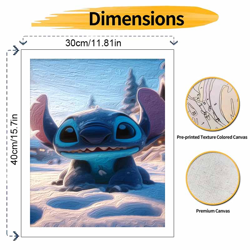 Disney Oil Painting Painting Art Stitch Winter Snow Handmade Diy Painting Home Decoration Gift