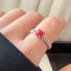 Copper Rings For Women Couple Minimalist Red Pink Stone Ring Fine Cz Jewelry Birthday Gift Prevent Allergy