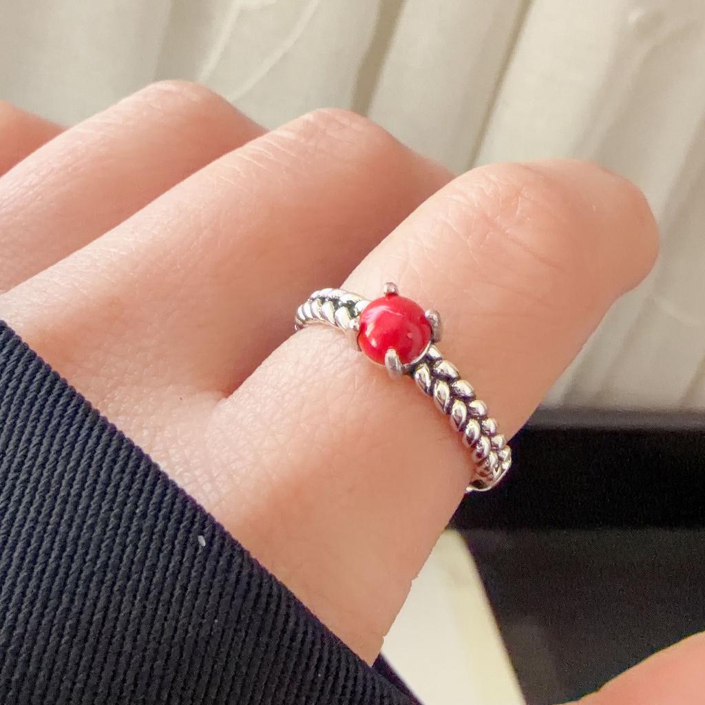 Copper Rings For Women Couple Minimalist Red Pink Stone Ring Fine Cz Jewelry Birthday Gift Prevent Allergy