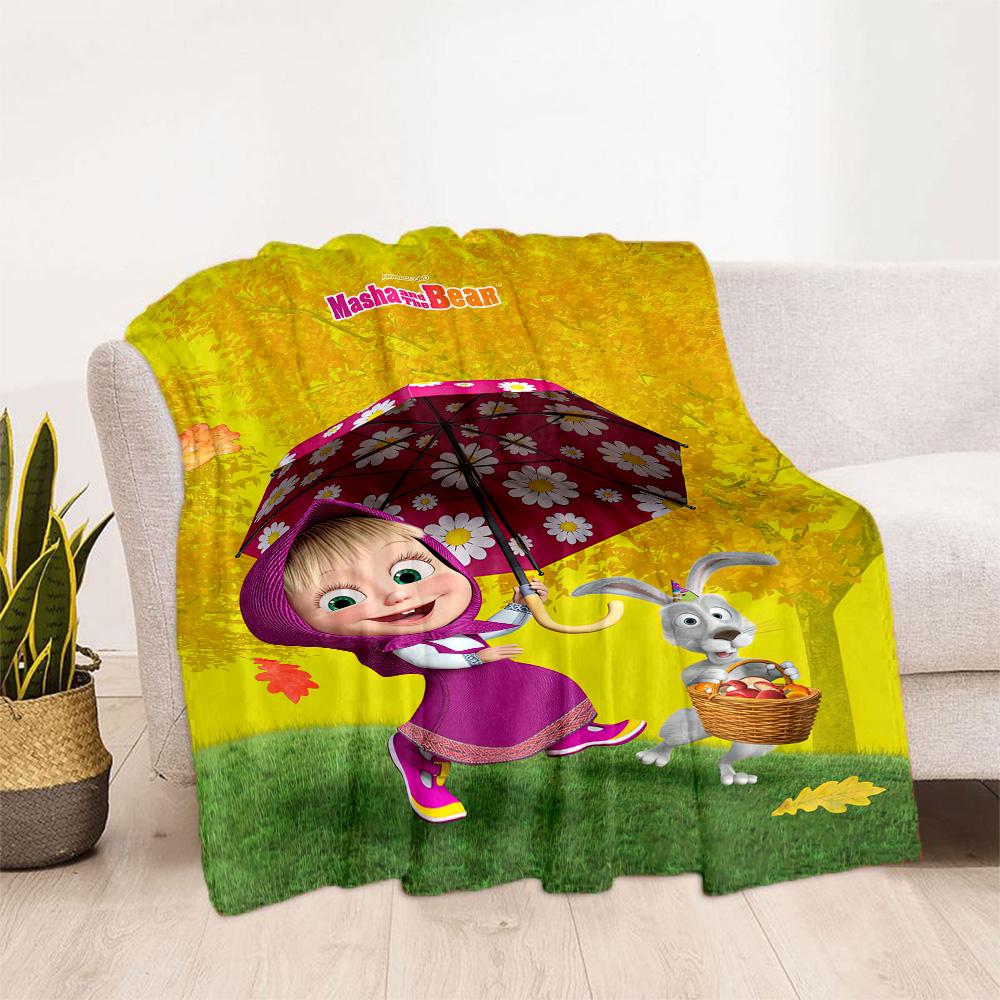 Masha Bear Blanket Durable Comfort Great for Office Chair Livingroom Bed for All Occasions Stylish Decor Gift for Travel Home Birthdays