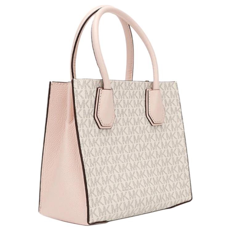 New MICHAEL KORS Mercer Leather Trunk Bag, Shoulder Bag, Crossbody Bag, Handbag Medium Size Women's Cherry Blossom Pink 35S1GM9M2B-POWDER-BLUSH