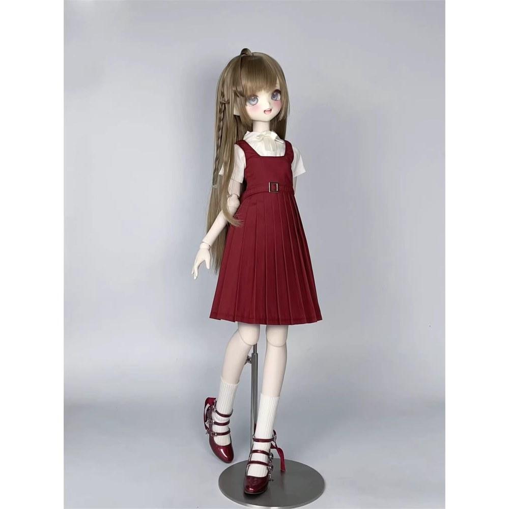 HAMRETHYPPZ 1/4 1/6 1/3 BJD Ball-Jointed Doll Dress School Uniform Maid Costume Red Not Fully Zipping