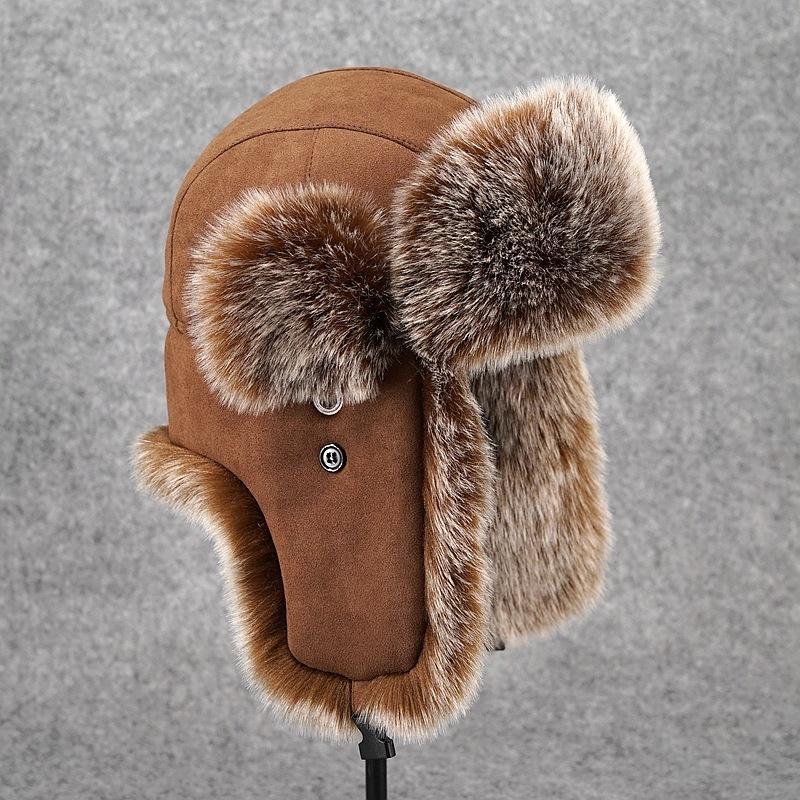 Winter New Bomber Hats For Men Plush Thickened Ear Protection Cappello Invernali Uomo Gorro Ruso Skiing Ushanka Fur Cap