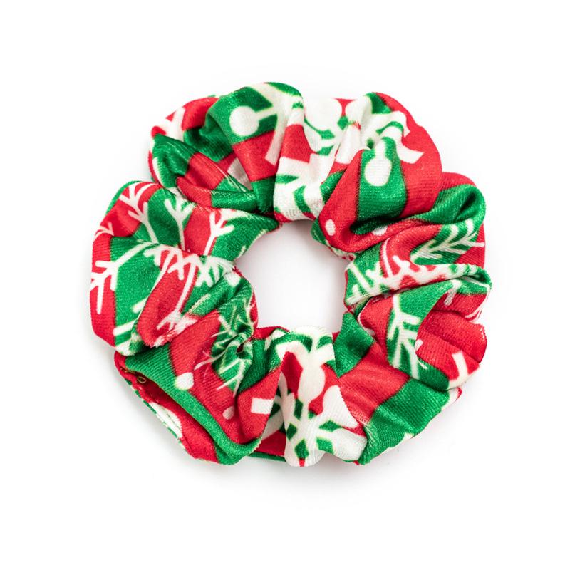 30pcs  Women Hair Scrunchies Christmas Print Corduroy Cloth Hairbands Lady Girls Ponytail Hair Ties Accessories