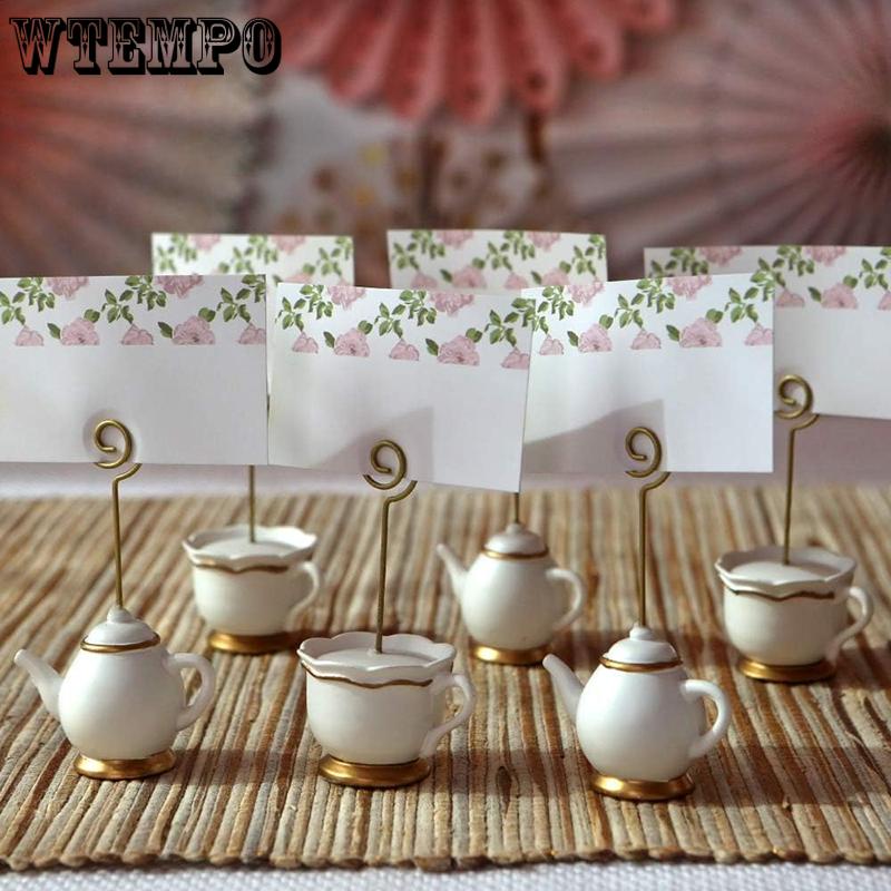 WTEMPO Creative Teapot/Teacup Shaped Design Card Holders Office Business Note Holders Home Message Holders DIY Photo Holders Seat Number Holders