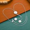 925 Sterling Silver Fashion Snake Chain with Three Roses Necklace Wedding Gift Jewelry