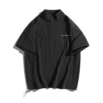 T-shirt Men's Thin Ice Silk Quick Drying Short Sleeved Plus Fat Enlarged Half Zip Polo Shirt
