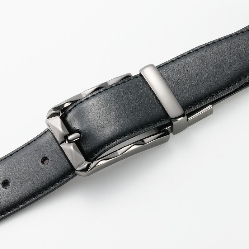 Double-Sided Use Men'S Belt Rotatable Pin Buckle Cowhide Belt Young People Versatile Belt Men'S