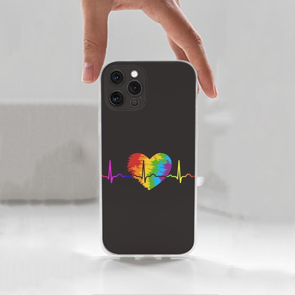 L-Lesbian LGBT Rainbow Pride Phone For iPhone 16,15,14,13,12,11 Plus,Pro,Max,XR,XS,X,7,8 Plus,SE,Mini,Transparent,Silicone Case