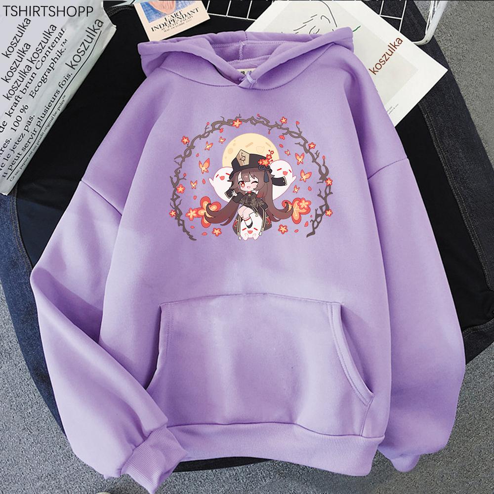 Halloween Genshin Impact Hu Tao Hoodie Women Harajuku Hoodies Unisex Autumn Winter Aesthetic Cute Graphic Pullovers Sweatshirts