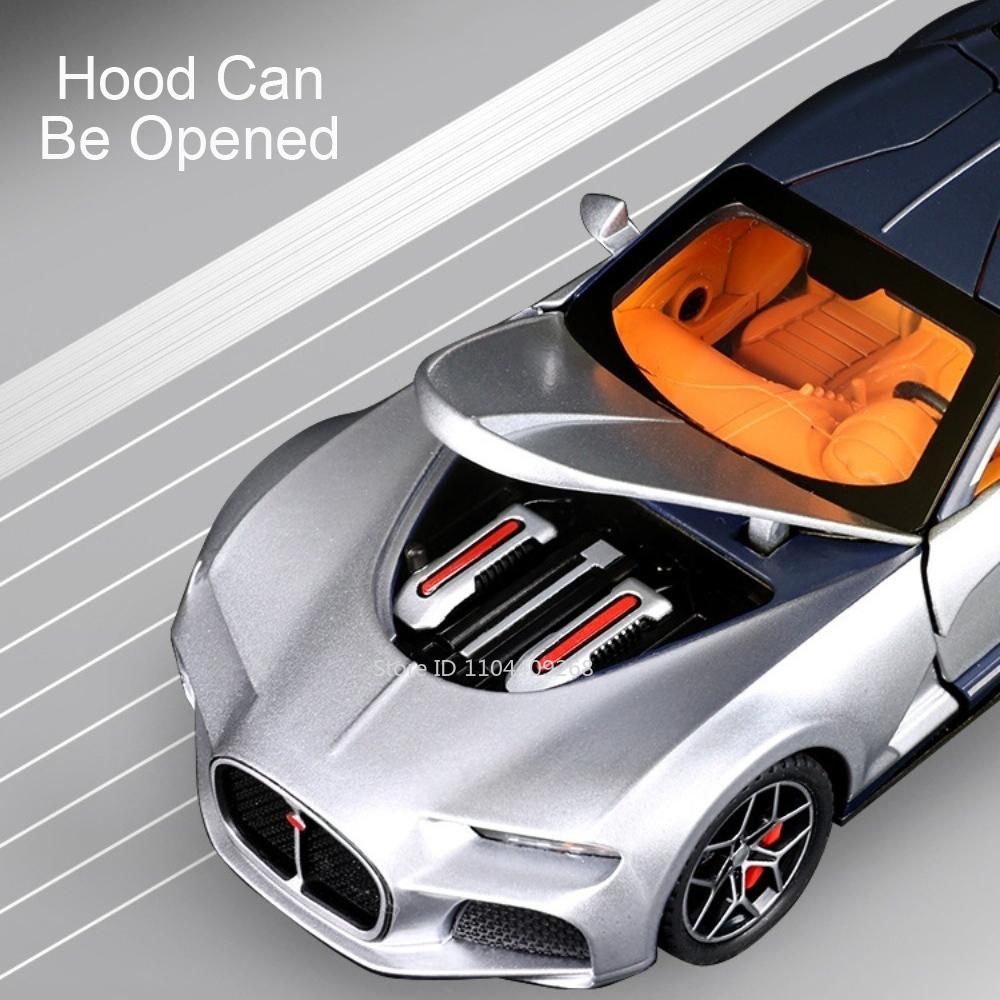 1:32 Scale Atlantic Tourbillon Car Model Toy Exquisite Interior Metal Body Rubber Tires Supercars Boys Home Decoration Gifts