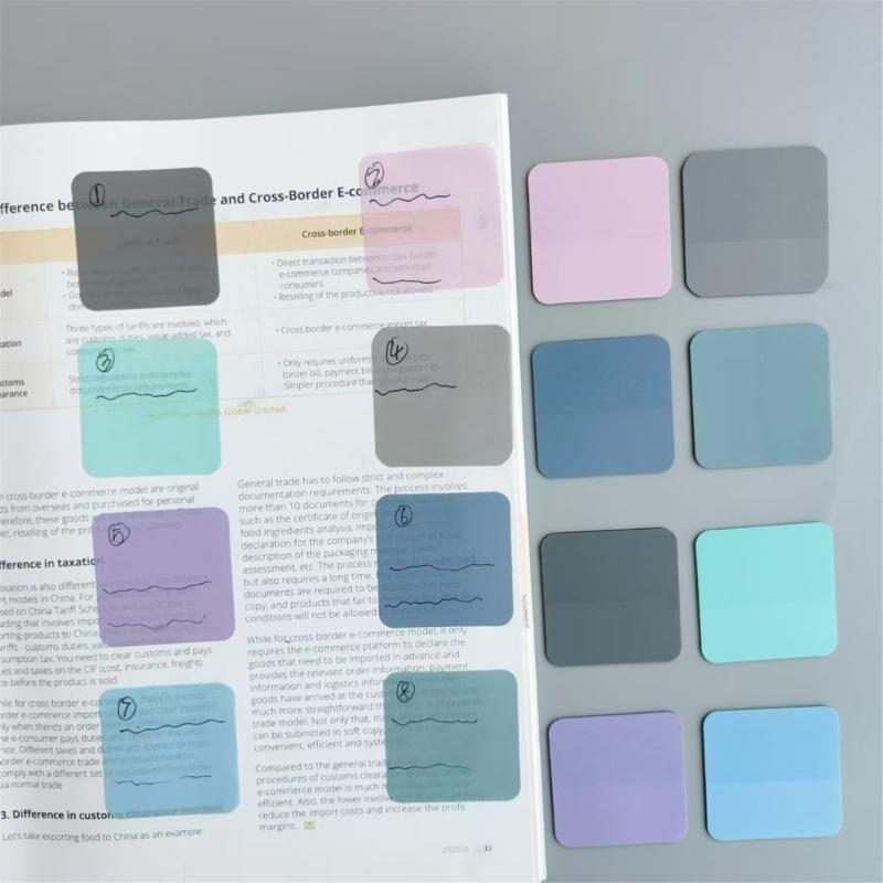 8PCs Plastic Note Set Color Coded Repositionable Tab With Surfaces for Multi Surfaces Use