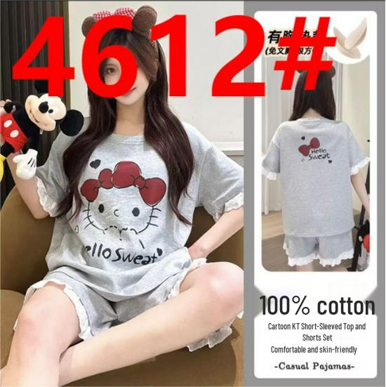 

Women s Short-Sleeve Breathable Pajama Set with Built-in Bra, Imitation Cotton for Indoor & Outdoor Wear Size M-L