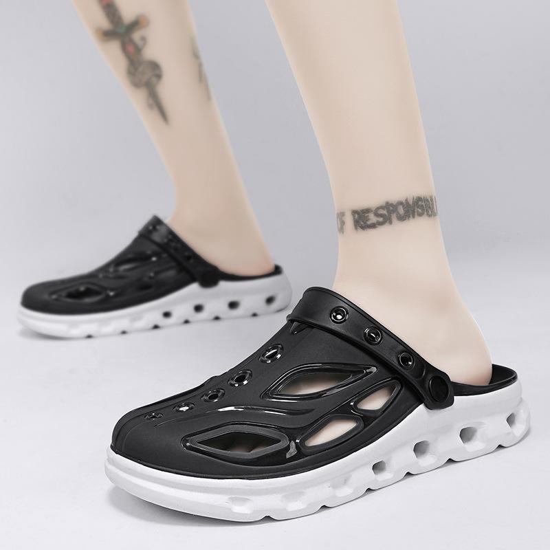 Slippers men's summer outer wear non-slip thick-soled wear-resistant driving hole shoes men's sports and leisure beach half-drag sandals