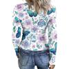 Women’s Casual Long Sleeve Crew Neck Top with Floral Print Ribbed Texture Lightweight Pullover Blouse for Everyday Wear