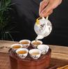Portable Ceramic Kung Fu Tea Set with Tray, Cups, Teapot, and Lid Bowl
