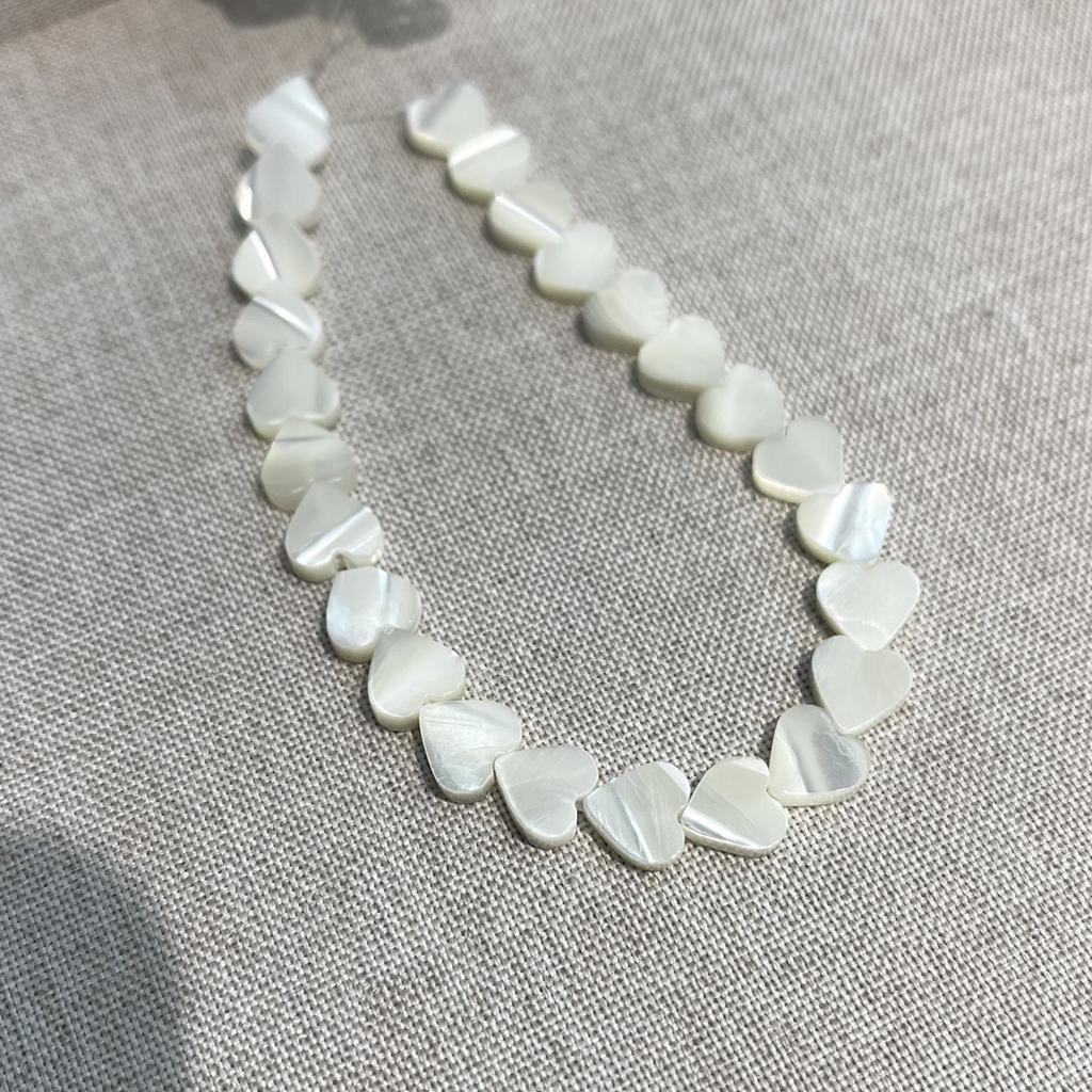 1 Strand 8mm White Heart Trochus Shell Beads 18cm Natural Shell Strand for DIY Craft