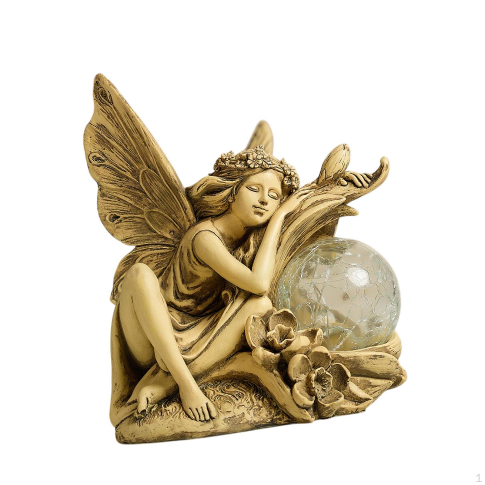 

Садовая солнечная статуя, легкая скульптура девушки-эльфа, фигурка феи, украшение для газона для фермерского дома Yellow