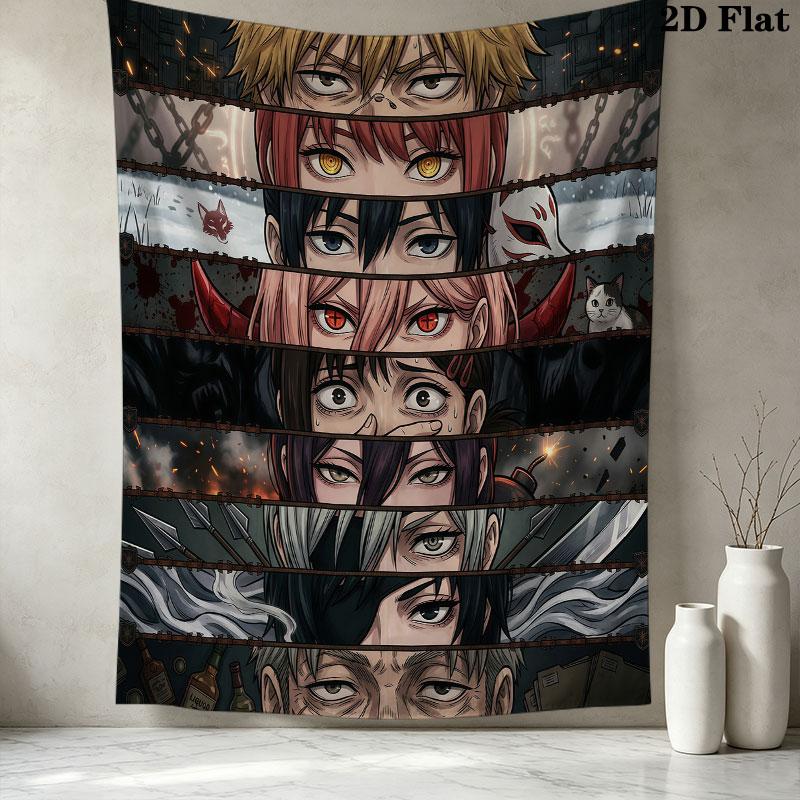 Chainsaw Man Wall Tapestry Aesthetic Wall Hanging Printed Fabric Blanket Decorative Tapestries For Bedroom Living Room Home Decor