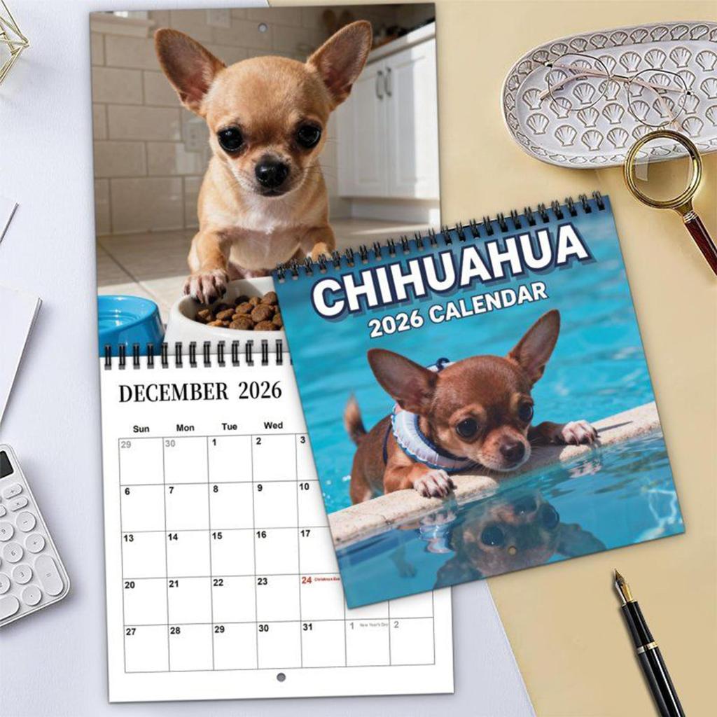 2026 Animal Wall Calendar Dog-Themed January To December Family Planner 2026 Wall Planner for Home Bedroom School Work Apartment