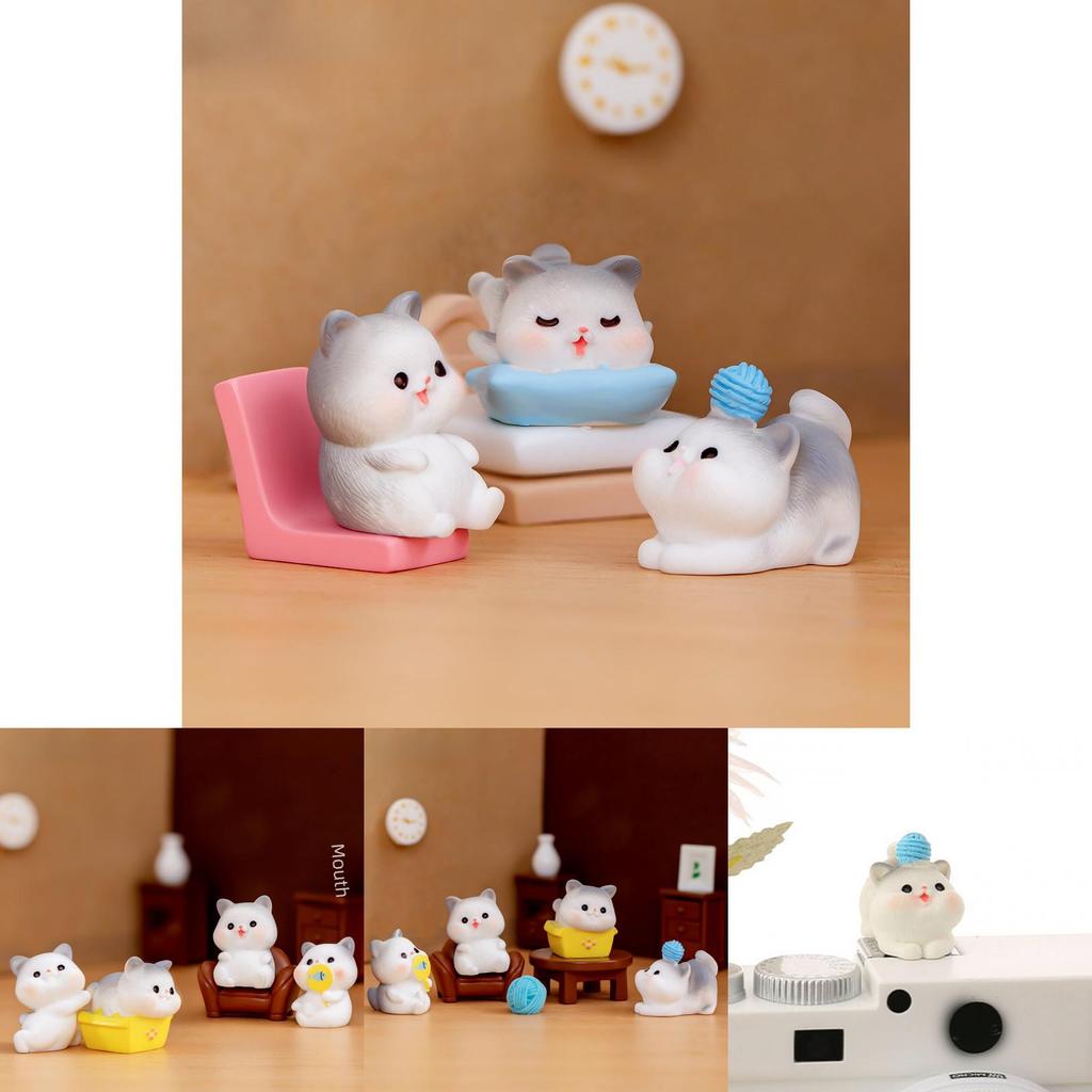 Cute Resin Cat Figurines For Fairy Gardens Miniature Desk Decorative Pieces