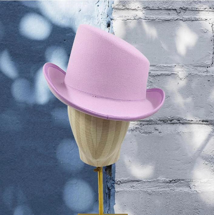 Sloping Top Man Fedora Unisex Gentleman Cosplay Derby Bowler Hat British Shape Hat Autumn Winter Magic Hat Feather Accessories