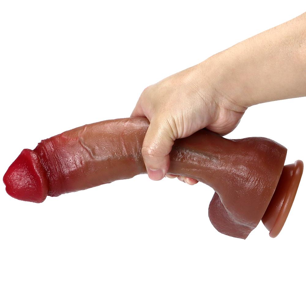 26cm Women's Masturbator Dildo with Sucker Super Soft Silicone Sex Toys Realistic Penis Anal Plug