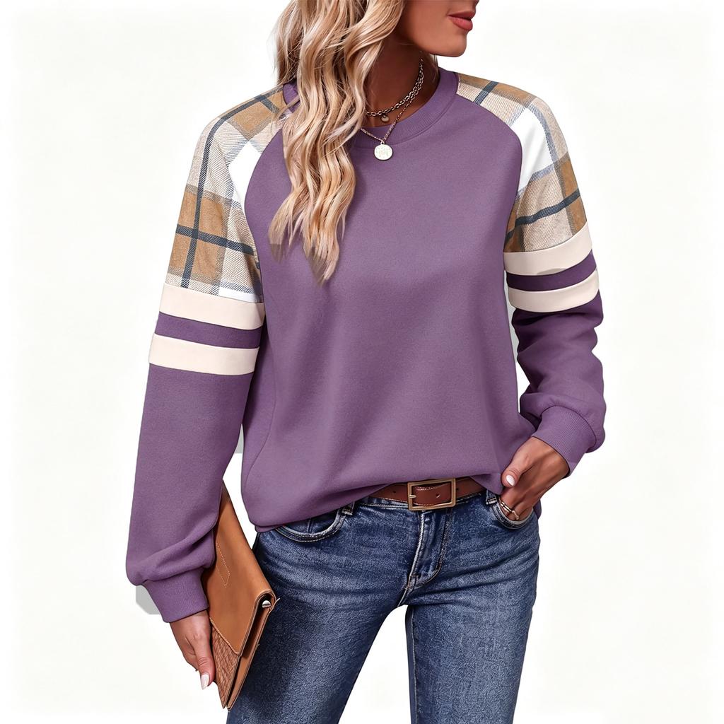 Women's Fashion Casual Long Sleeve Crewneck Pullover Sweatshirt for Everyday Wear