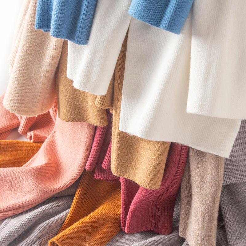 Autumn and Winter Women's Stacked Collar Round Neck Slim Pullover Hundred Yards Bottoming Knitwear