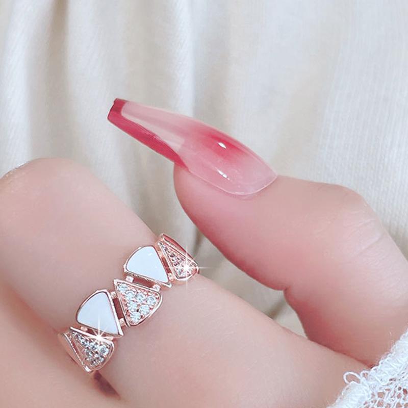 Fashion Ladies Crystal Love Heart Open Adjustable Rings Jewelry