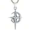 1pc European & American Fashion Halloween Crescent Moon & Star Pendant Necklace, Stainless Steel Bead Chain for Men & Women