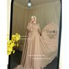 Xijun Elegant Chiffon Long Evening Dresses O-Neck Full Sleeves Prom Dress A-Line Modest Dubai Prom Gown Floor Length Customized