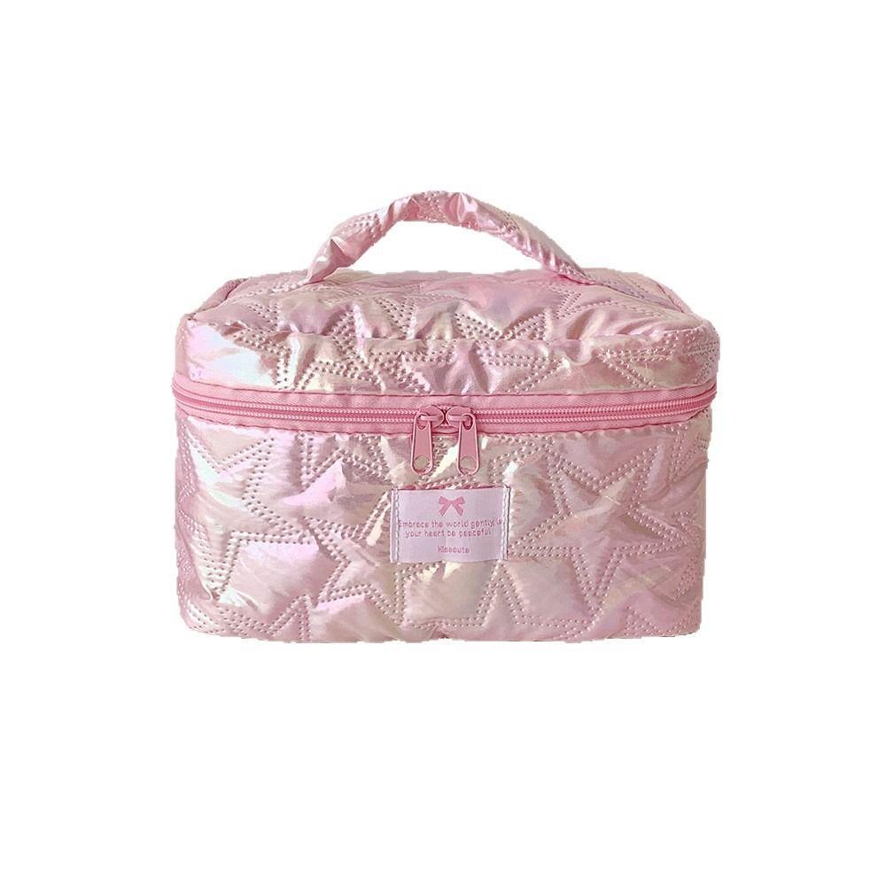 Korean Style Star Design Makeup Bag Handheld Pearlescent Travel Storage Bag Large Capacity Portable Cosmetic Bag Daily Use