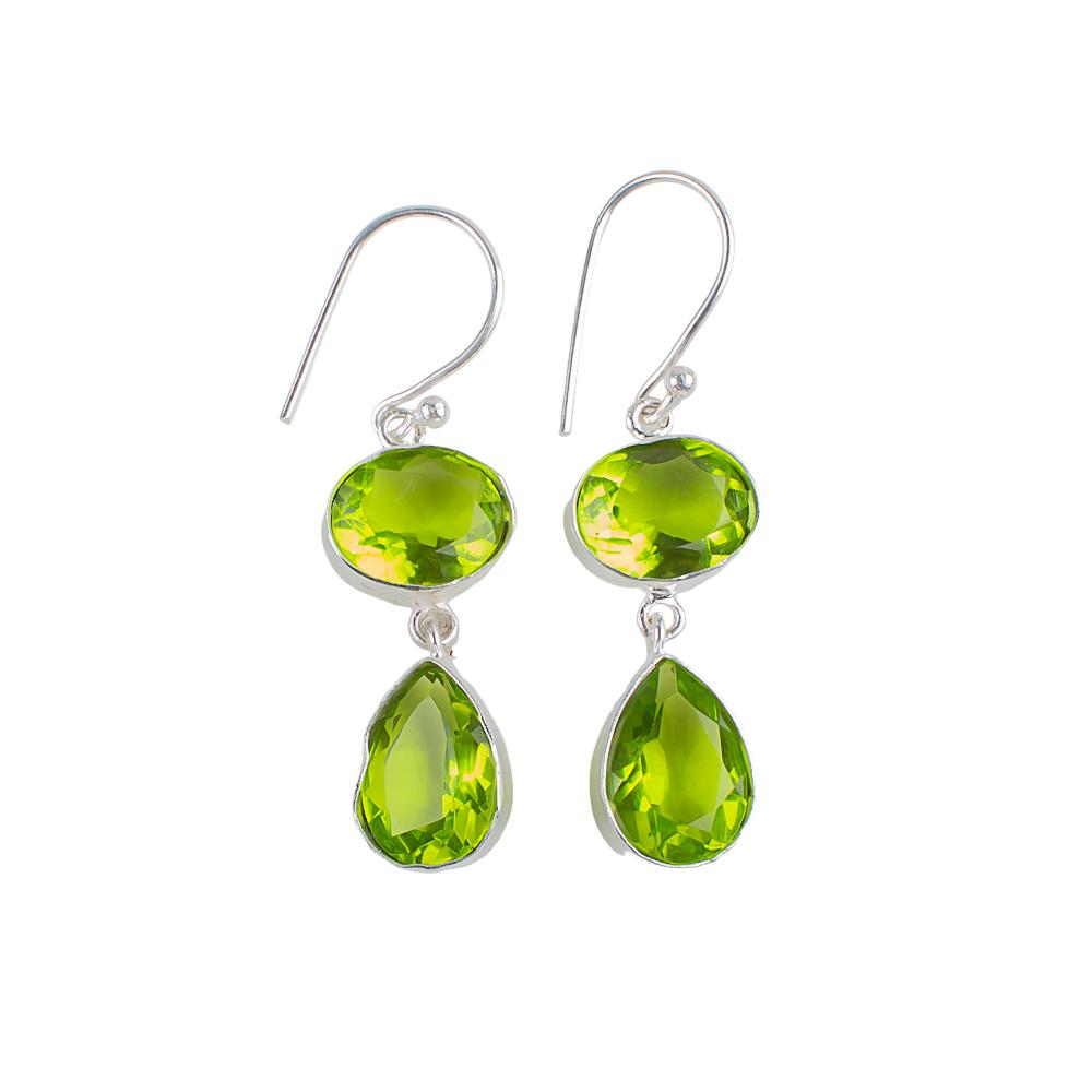 Seltener Peridot Edelstein 925 Sterling Silber Schmuck Handgefertigte Hängeohrringe 1,88" EE-73-6