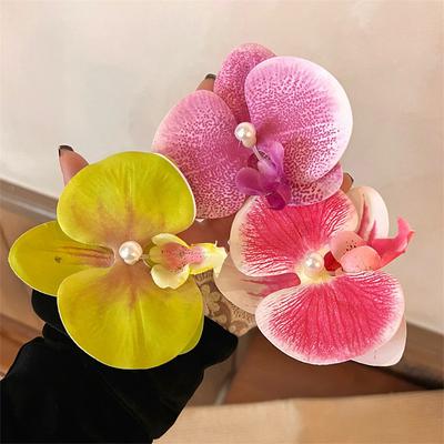 Spinka do włosów orchidea Słodkie nadmorskie wakacje Spinka do włosów z grzywką Akcesoria do włosów dla kobiet dziewcząt Nakrycie głowy w kształcie kwiatu