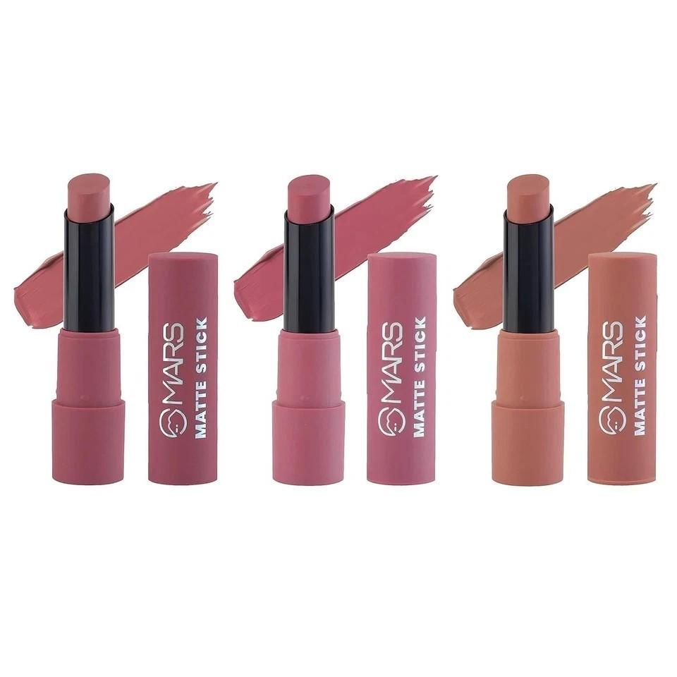 Mars Matte Box Set of 3 Lipsticks 3x3.2 gm - 02 Peaches & Nudes